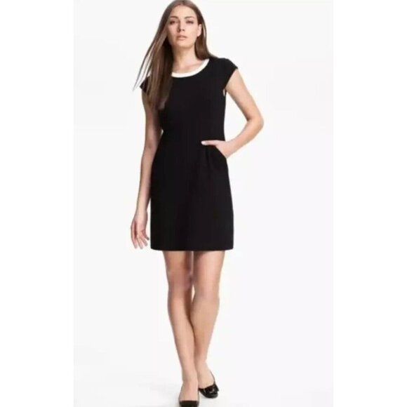 kate spade Dresses & Skirts - Kate Spade sz. 10 Daria Cap Sleeve Shift Dress White French Trim Exposed Zipper